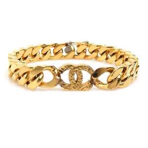 Chanel Cc Logo Bracelet Gold-Tone Metal #208485C76B